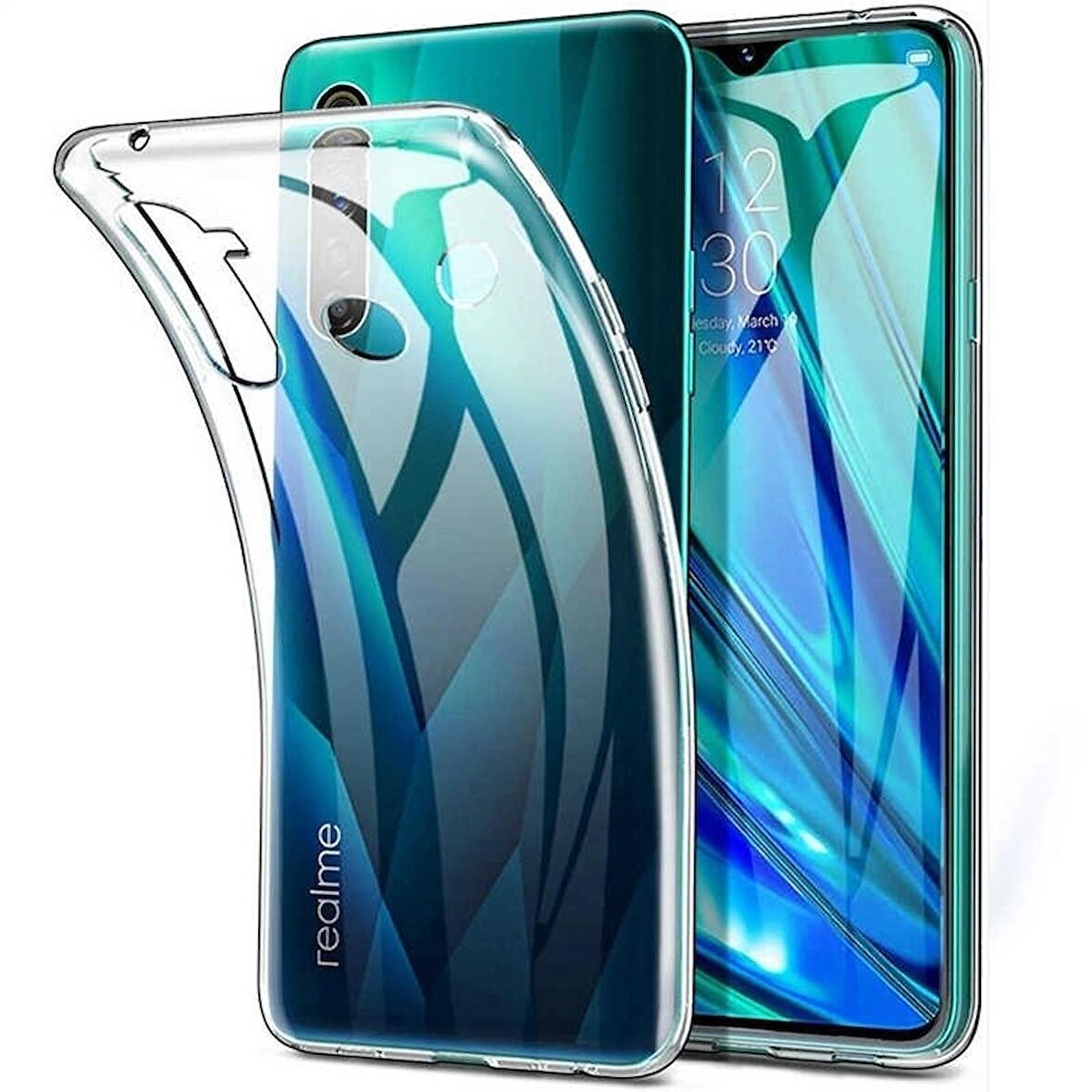 Smcase Realme C3 Kılıf Lüks Silikon  Nano Ekran Koruyucu