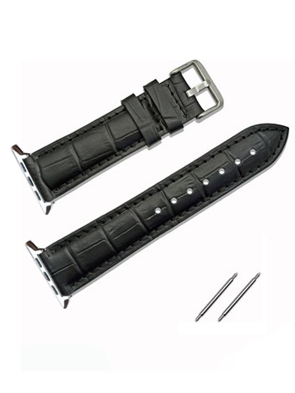 Akıllı saat Uyumlu Lüks Deri Saat Kordonu Kroko  32mm/38mm SİYAH   1111
