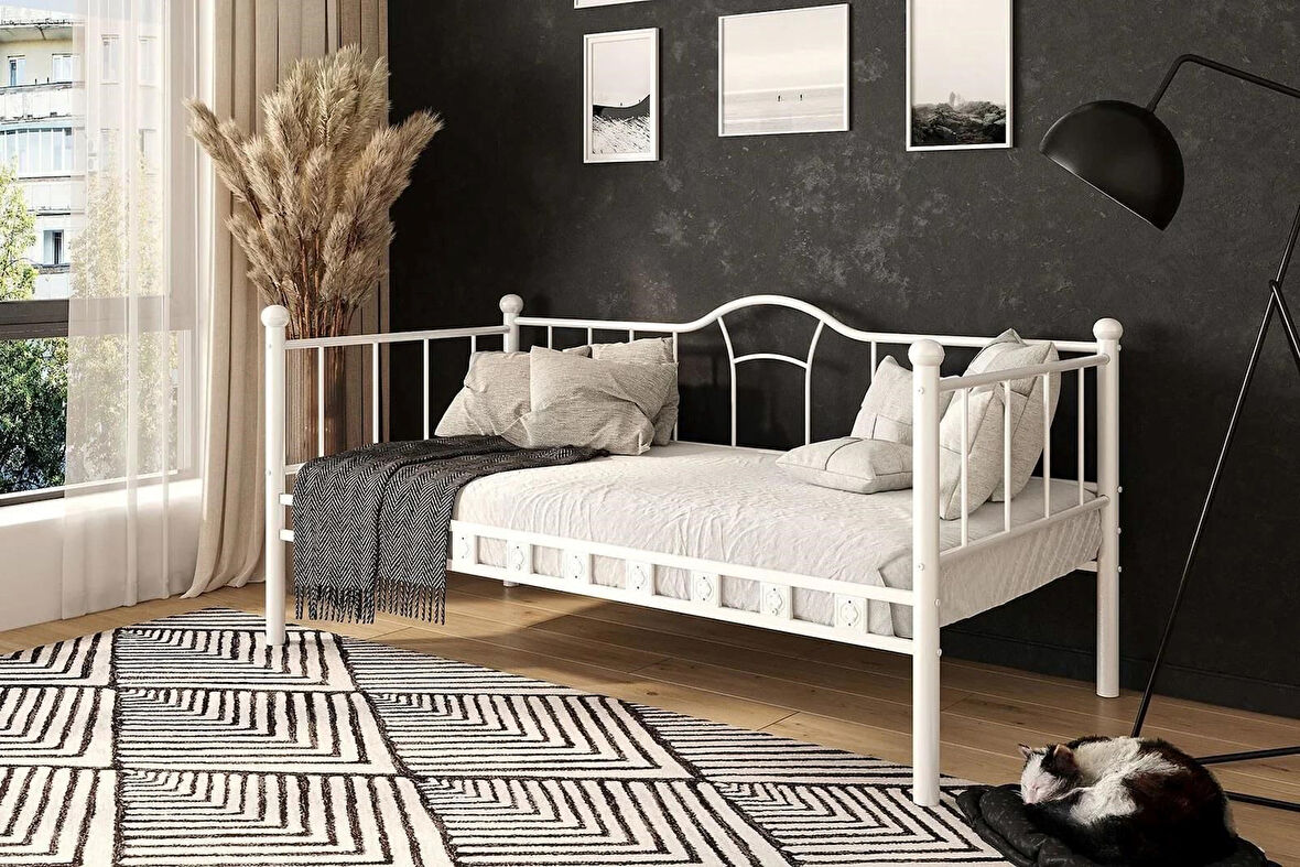 Reyo Kamelya Sedir Metal Karyola Beyaz 100X200