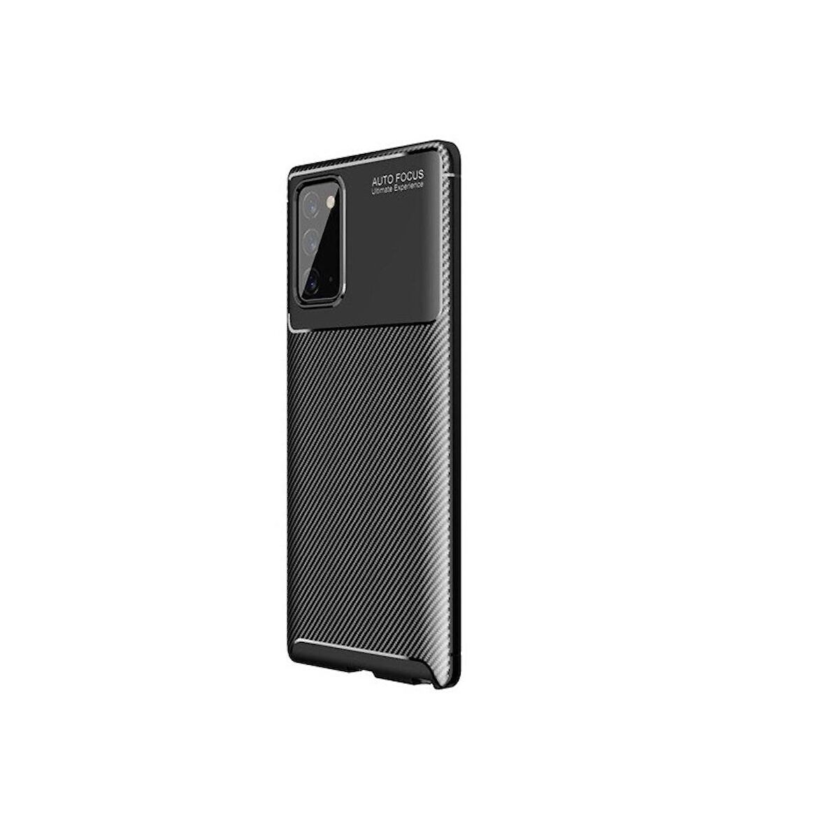 Smcase Samsung Galaxy Note 20 Kılıf Negro Karbon Silikon  Tam Kapatan Nano Ekran Koruyucu