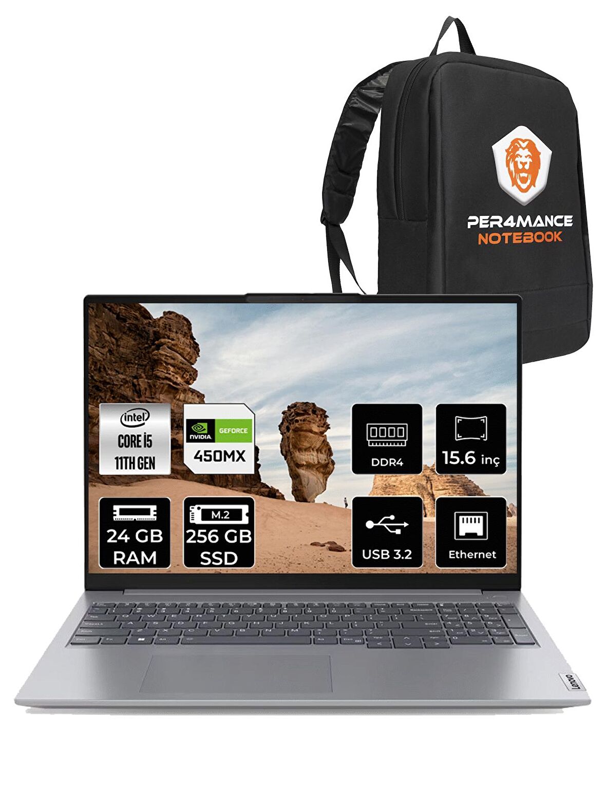 Lenovo Thinkbook 15 i5 1135G7 24GB 256GB SSD MX450 15.6'' FHD FDOS 20VE0071TX & PER4 ÇANTA