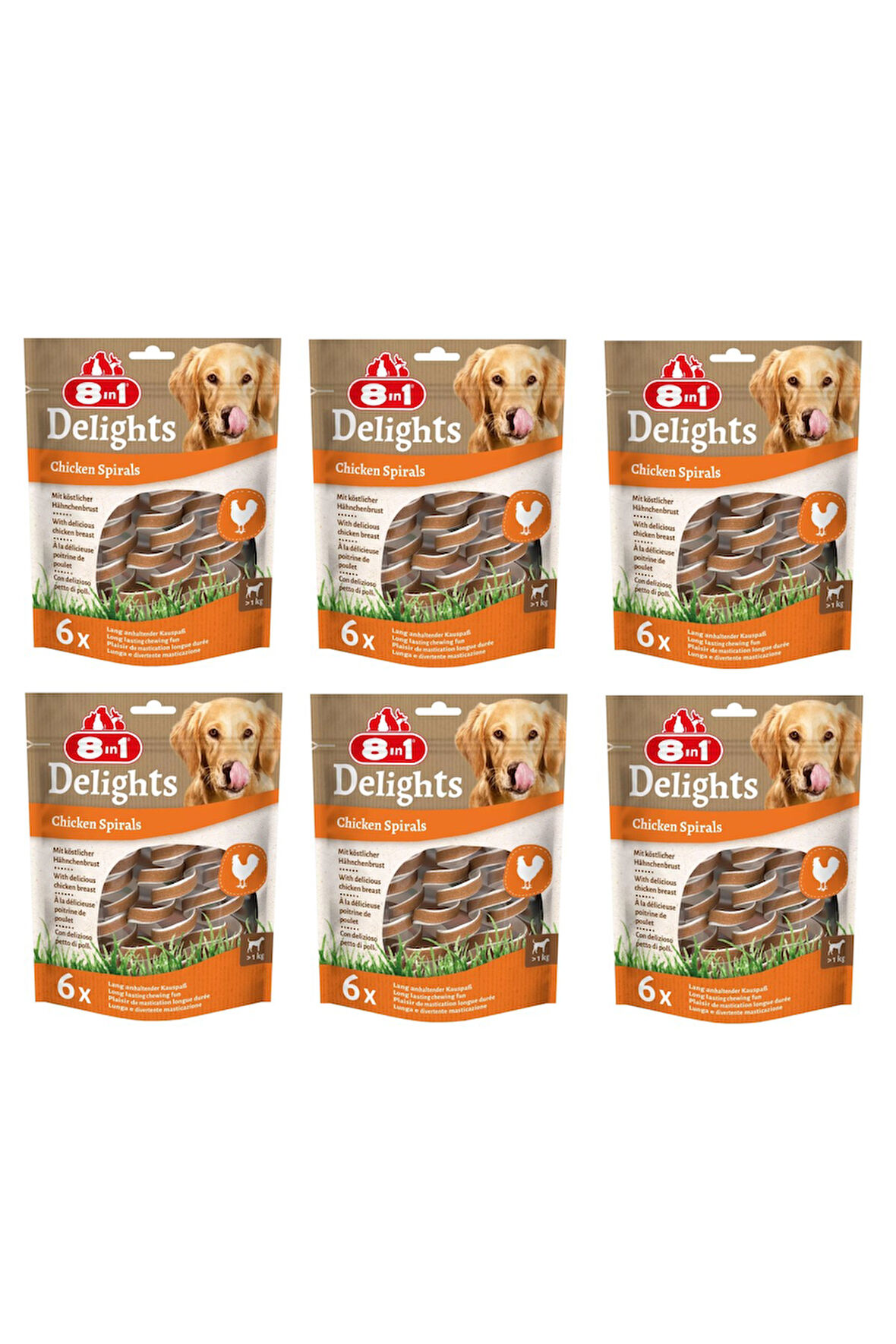 8in1 Delights Chicken Spirals Tavuklu Burgu Ödül 6 Lı X 6 Adet