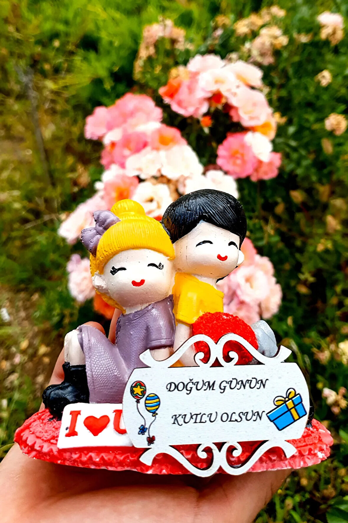 Doğumgünü Sevgiliye Hediye El Boyaması Taş Biblo Sevgili Biblosu Kız Erkek Aşk 6lovebib9d.g.