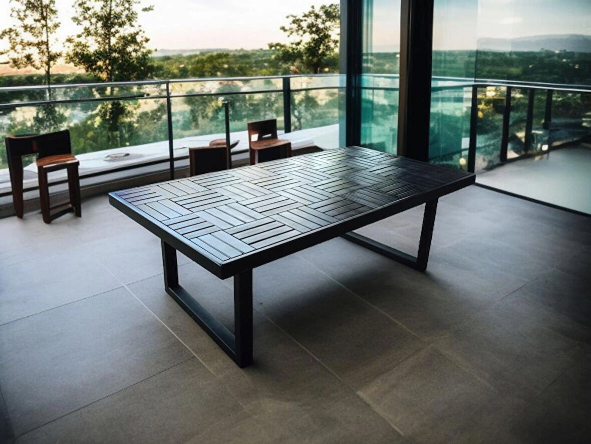 Orta sehpa Siyah renk çay kahve sehpası klasik 120 X 60 cm