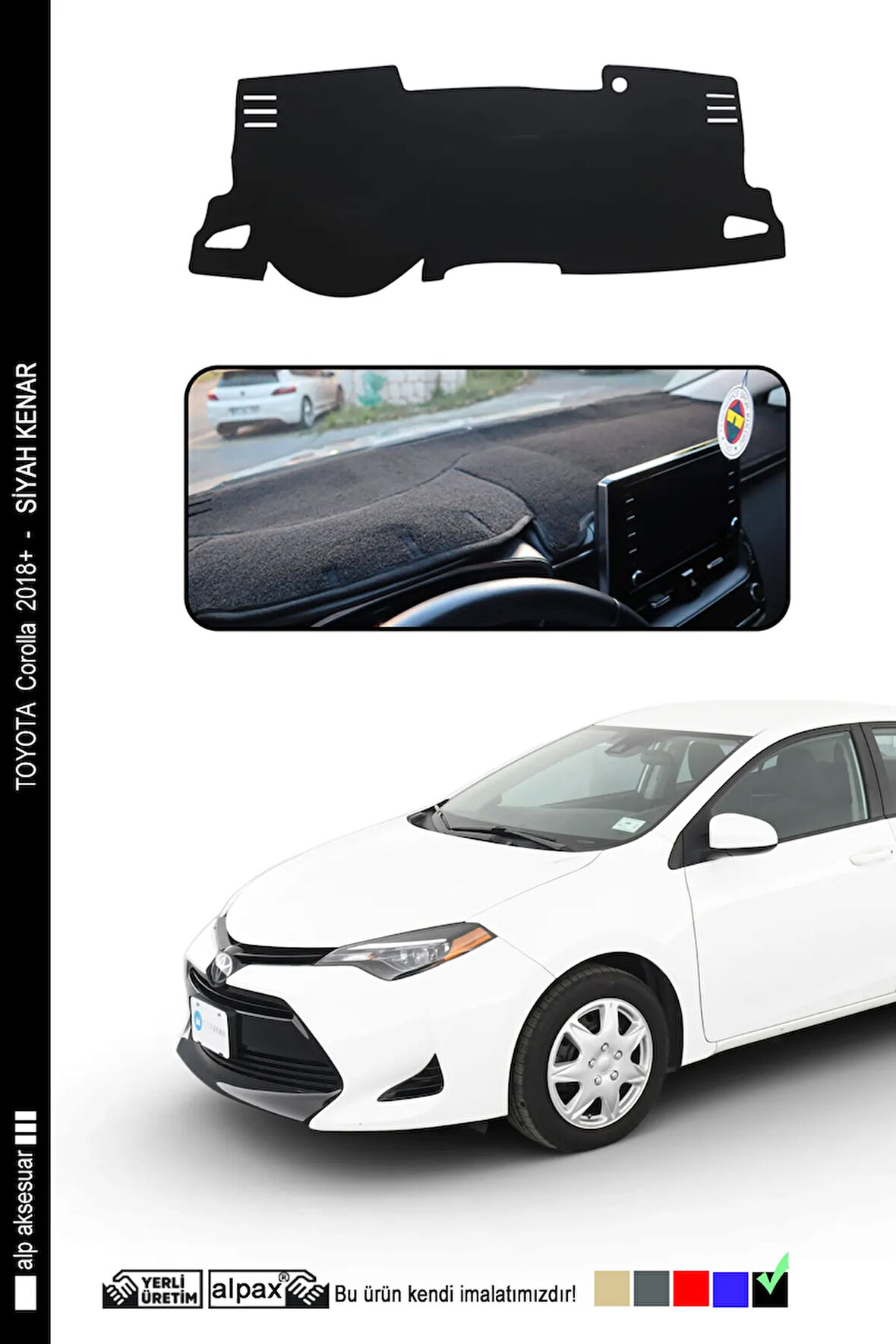 TOYOTA Corolla Torpido Koruyucu 2018 ve Üzeri Modele Özel Üretim - Kenarı Siyah