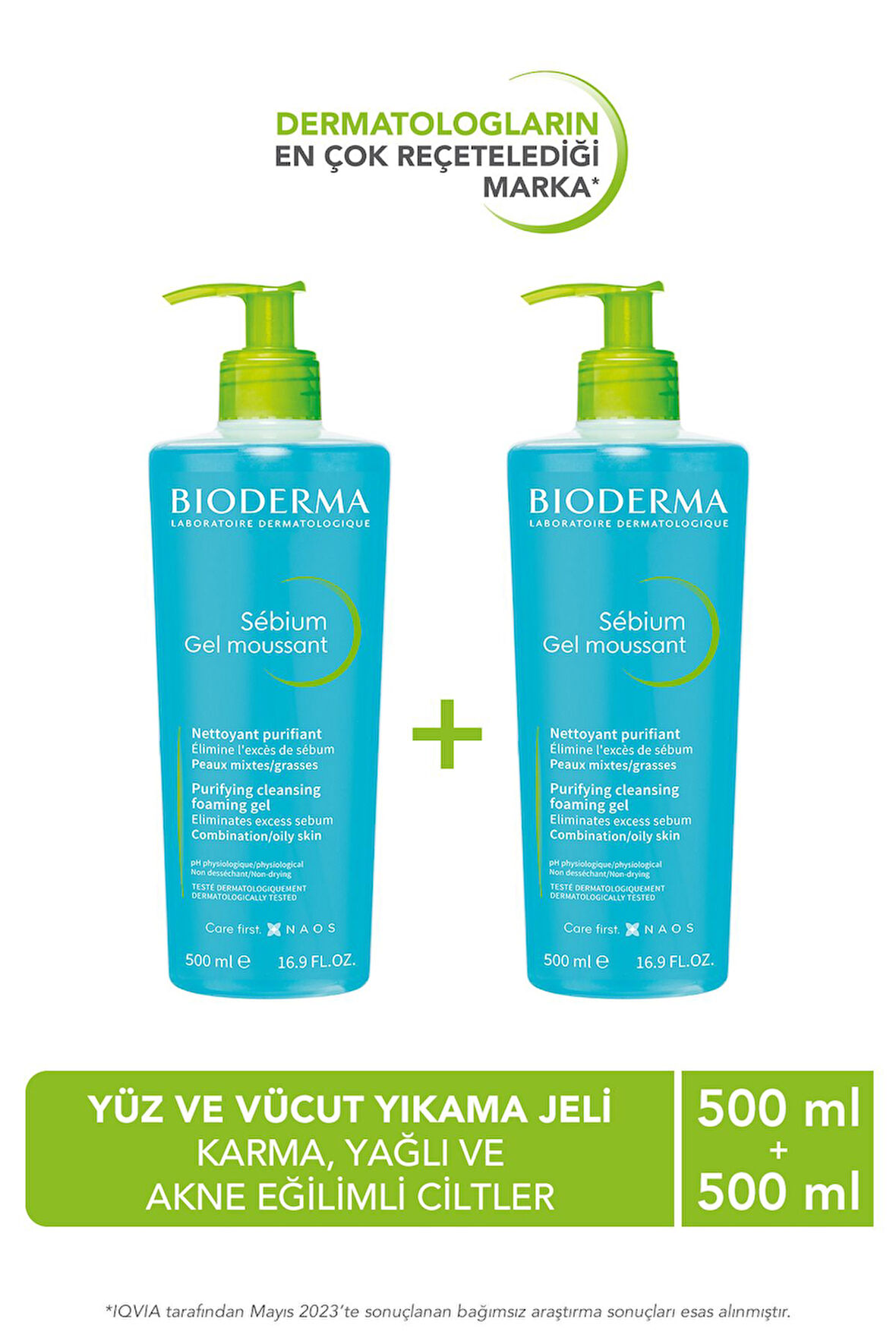 Sebium Foaming Gel Karma, Yağlı ve Akne Eğilimli Ciltler İçin Yüz Temizleme Jeli 500 ml X2