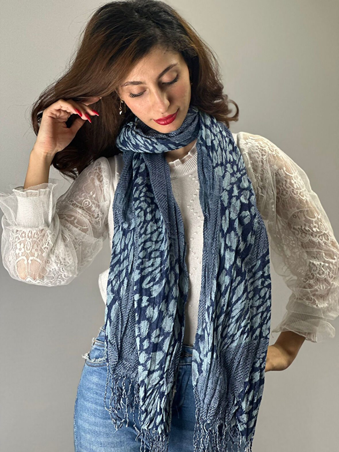 LEOPAR DESENLİ YUMUŞAK UNİSEX ŞAL FULAR 190X65 CM