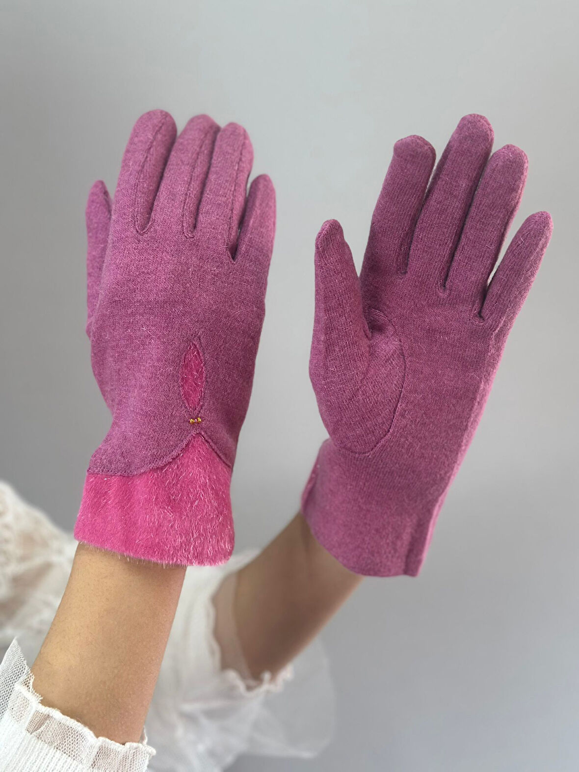 TASARIM KÜRKLÜ KADIN ELDİVEN PARMAKLI ELDİVEN