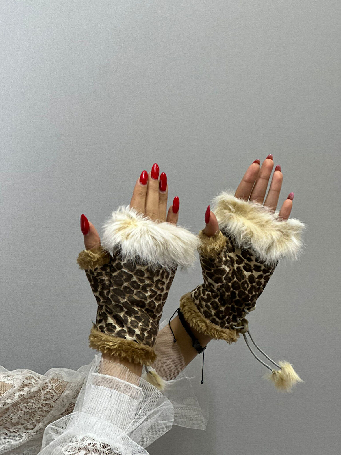 LEOPRA KÜRKLÜ PARMAKSIZ KADIN ELDİVEN