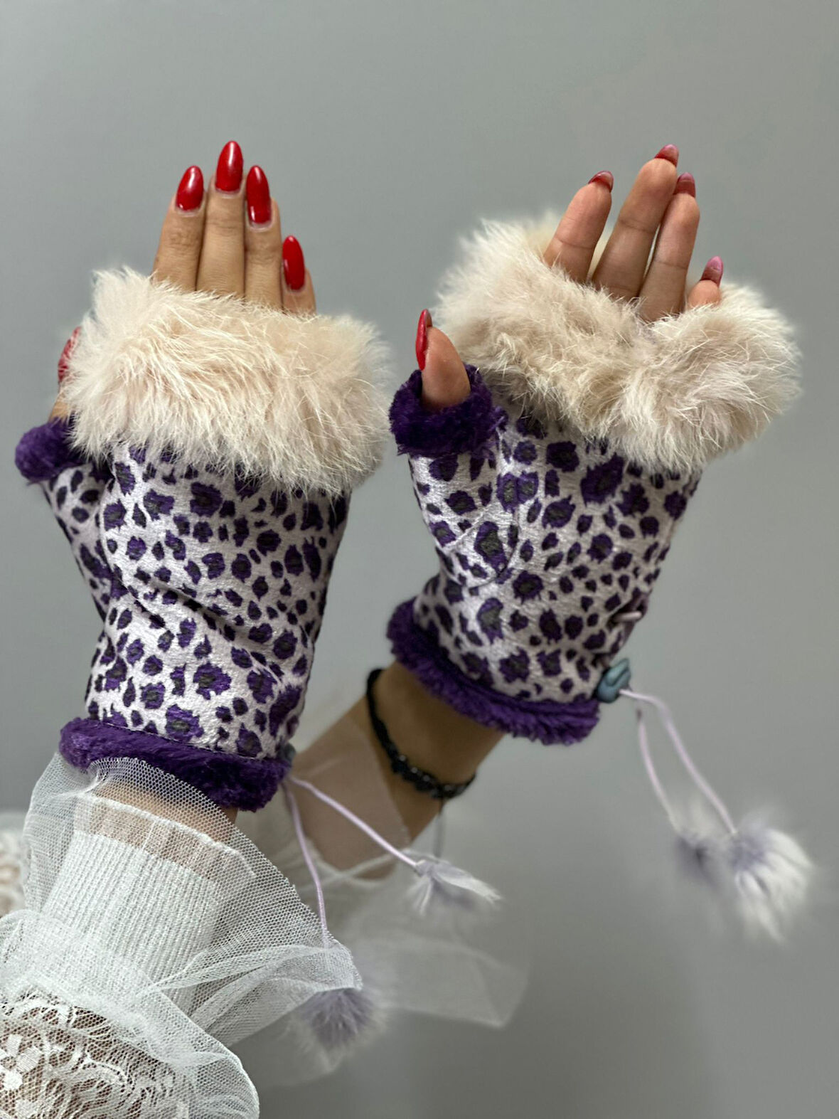 LEOPRA KÜRKLÜ PARMAKSIZ KADIN ELDİVEN