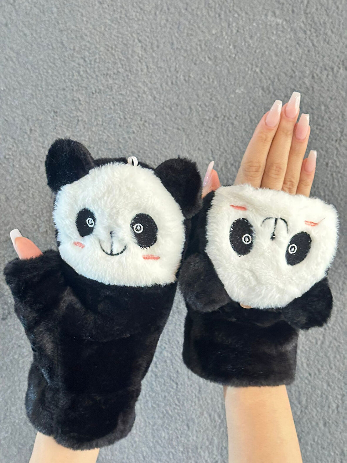 PELUŞ PANDA NAKIŞ İŞLEME KATLANIR PARMAK ELDİVEN