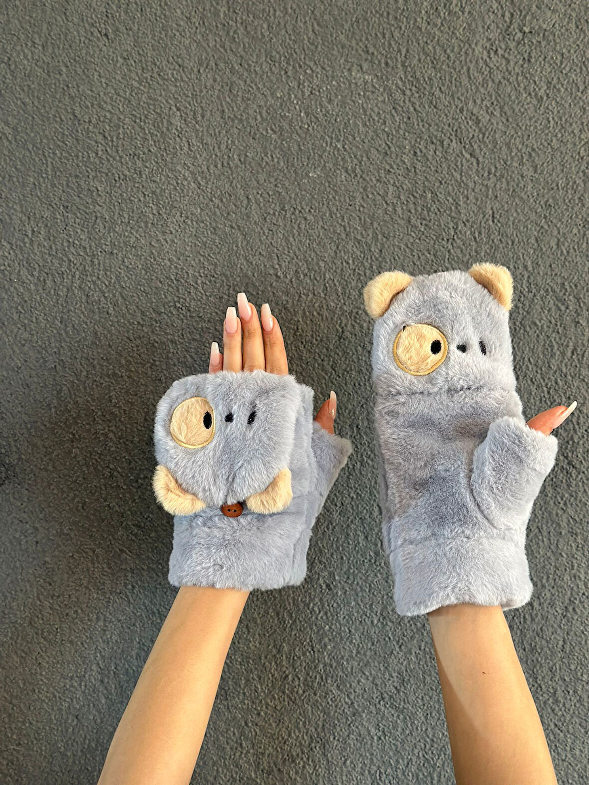 KUKLA PELUŞ İÇİ KÜRKLÜ AAÇILIR PARMAK NAKIŞ İŞLEME ELDİVEN