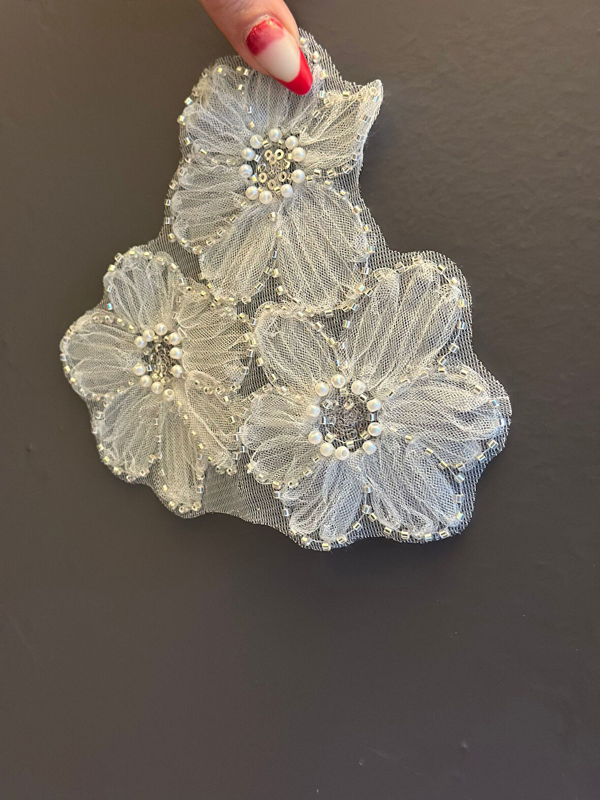 3 LÜ BONCUK İŞLEME ÇİÇEK ARMA SET APLİKE 16X16 CM