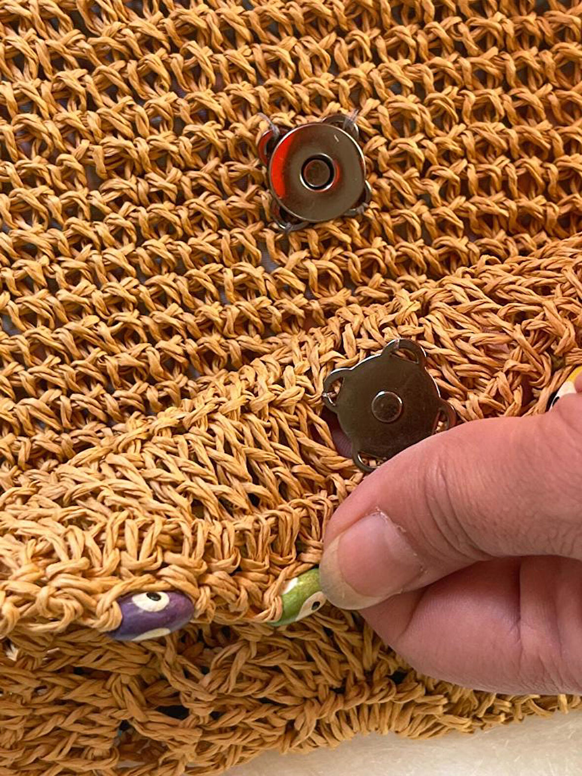 EL ÖRGÜSÜ NAZAR BONCUKLU 27X19CM ASKILI KAĞIT İP CLUTCH PORTFÖY ÇANTA