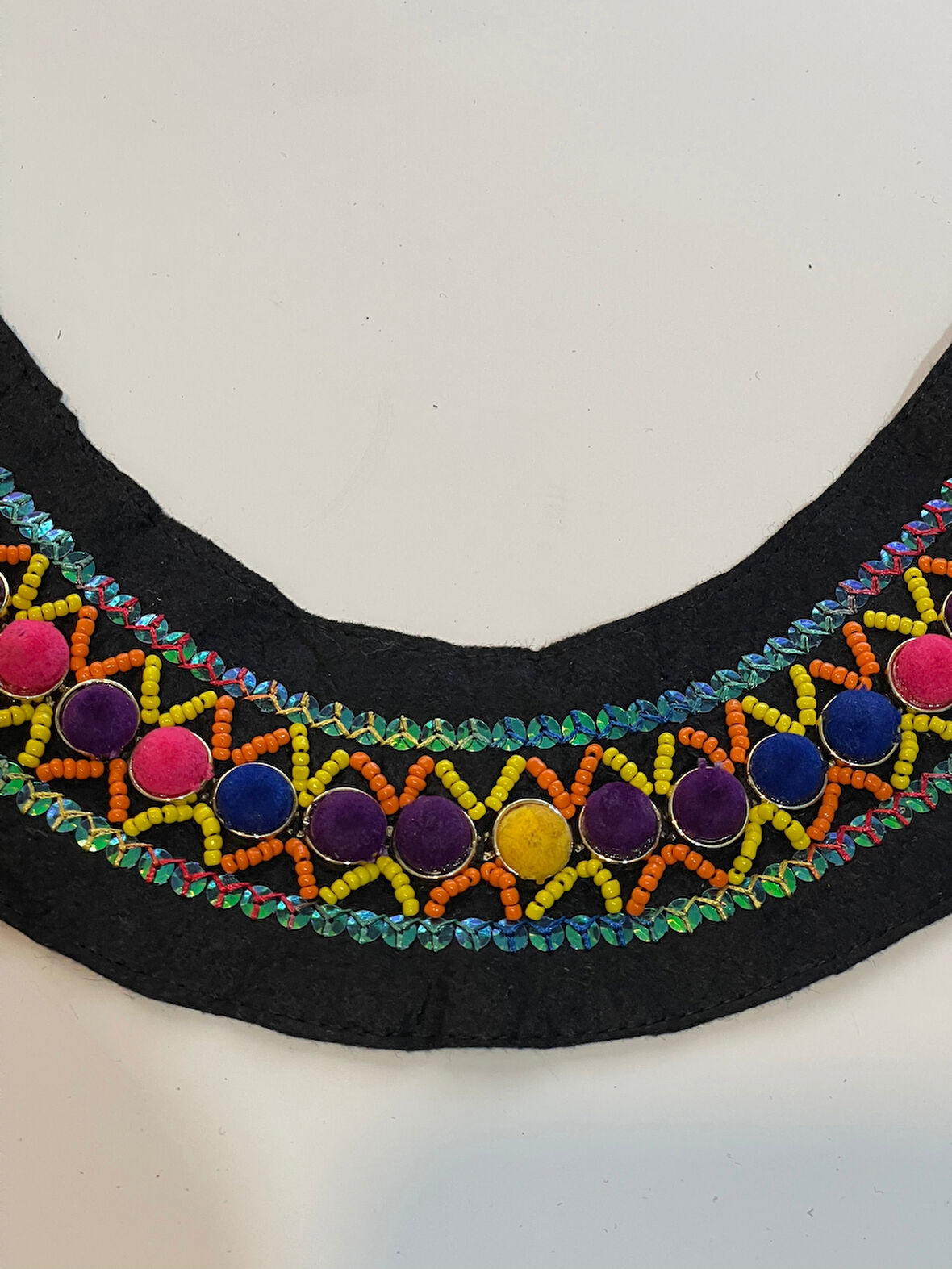 27X3  CM TAŞLI BONCUKLU TASARIM KIYAFET YAKA AKSESUARI APLİK DİKİŞ