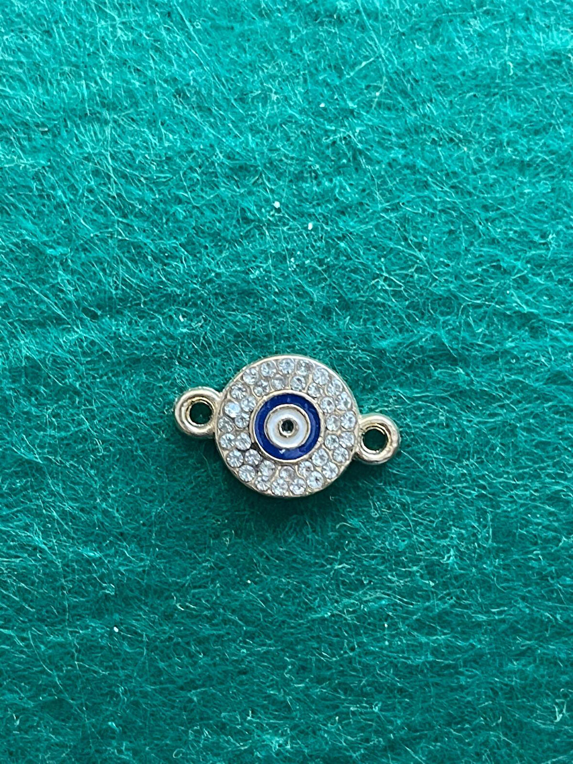 1.5 CM ALTIN SARISI  ZİRKON TAŞLI NAZAR BONCUKLU KOLYE BİLEKLİK UCU TAKI YAPIMI