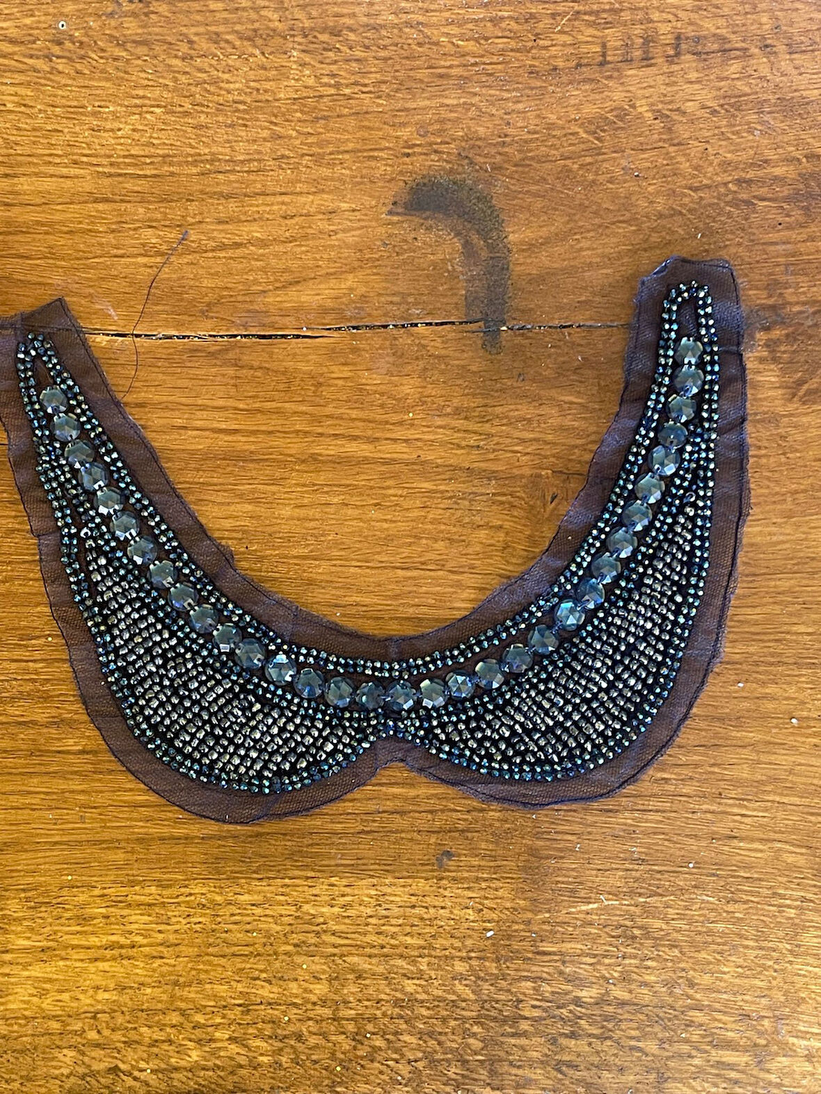 7X26 CM LACİVERT BONCUK İŞLEMEE YAKA APLİKE DİKİŞ HOBİ MALZEMESİ