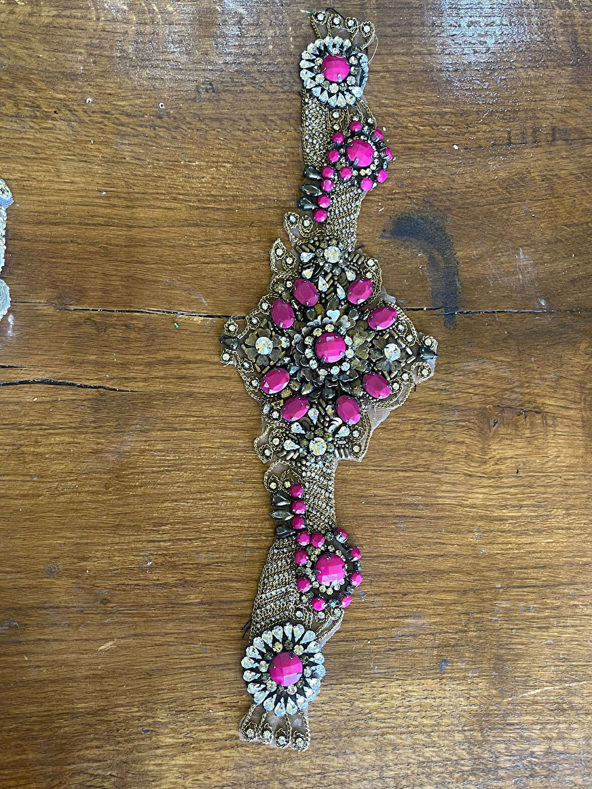 43X14 CM ETNİK BOHEM DOĞAL TAŞ BONCUK İŞLEME APLİKE ABİYE ÇANTA AKSESUARI