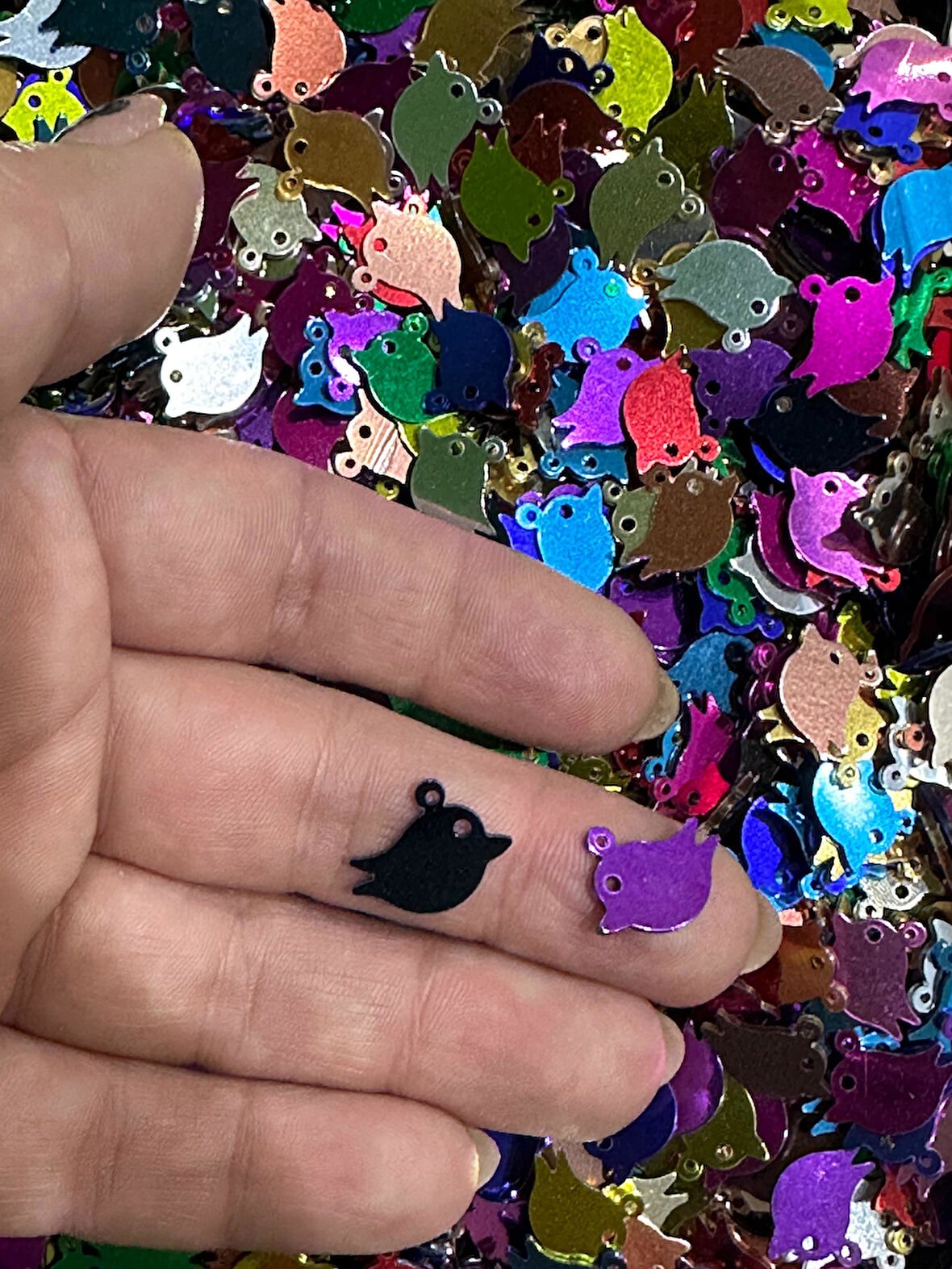 1 CM 20 GR DELİKLİ RENKLİ KUŞ KOLYE TAKI YAZMA OYA EŞARP HALHAL BONCUK PUL