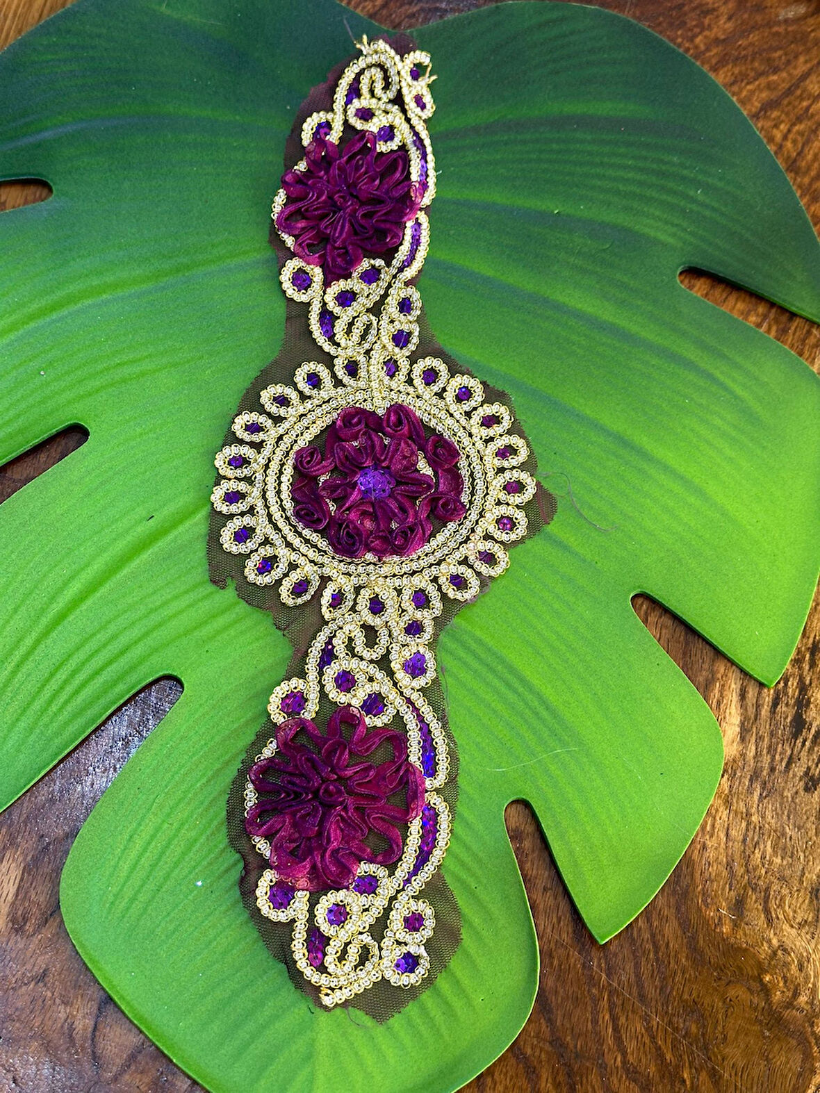 37X12 CM PUL PAYET İŞLEME APLİKE DİKİŞ GİYİM AKSESUARI ARMA