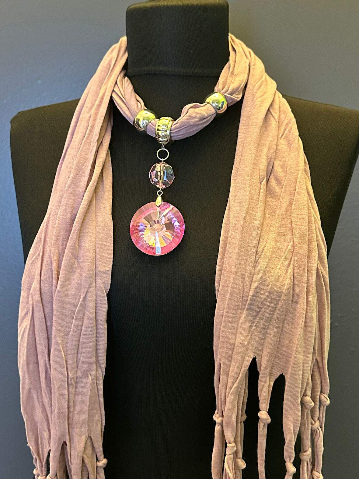 CAM TAŞLI KADIN KOLYE FULAR BOY 170 CM