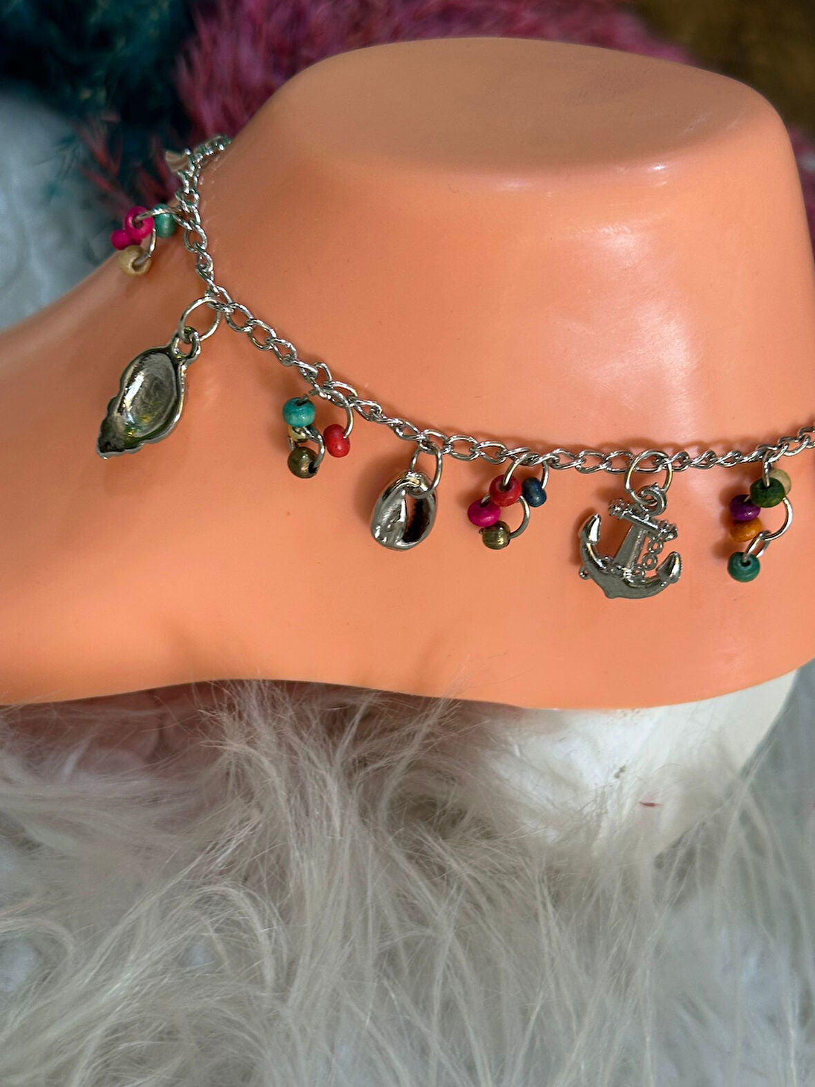 RENKLİ BONCUKLU PANDORA KADIN HALHAL 25 CM