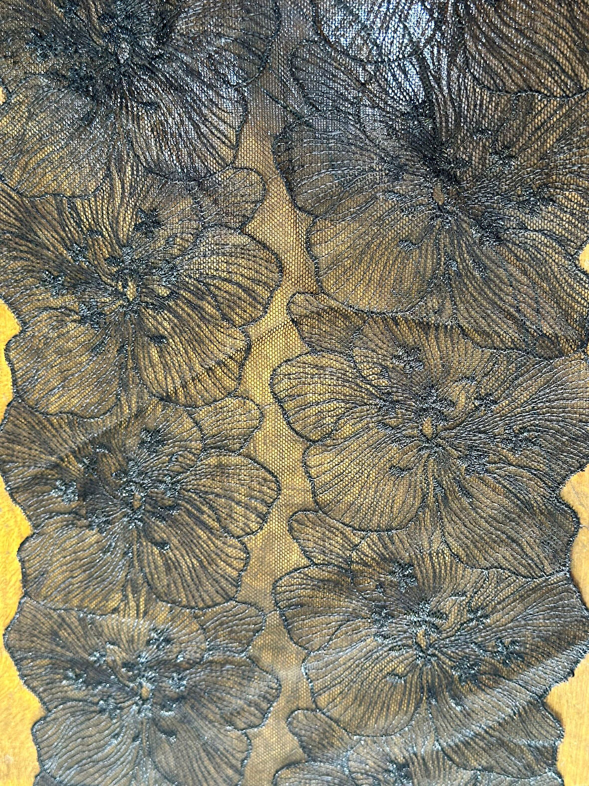 EN 19 CM SİYAH TÜL ÇİÇEKLİ KESİLEBİLİR DİKİŞ GİYİM APLİKE ŞERİT 1 METRE