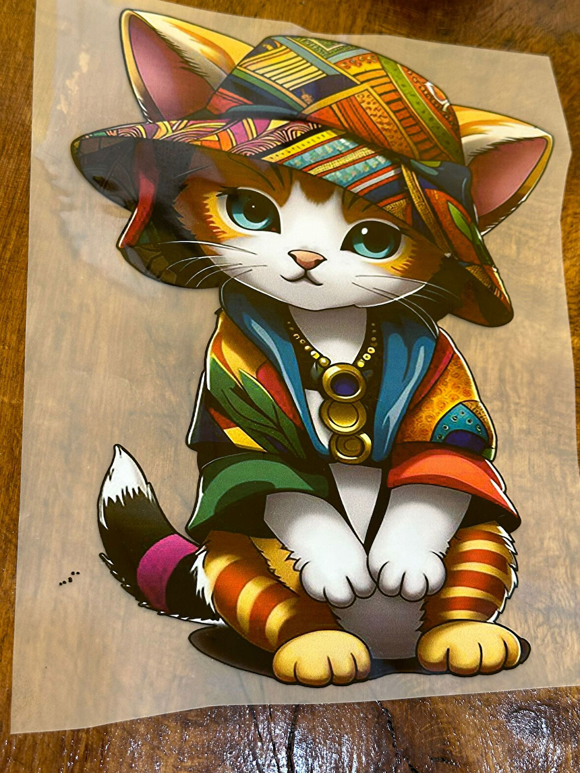 ÜTÜ İLE YAPIŞAN KEDİ TRANSFER BASKI ARMA 24X18 CM