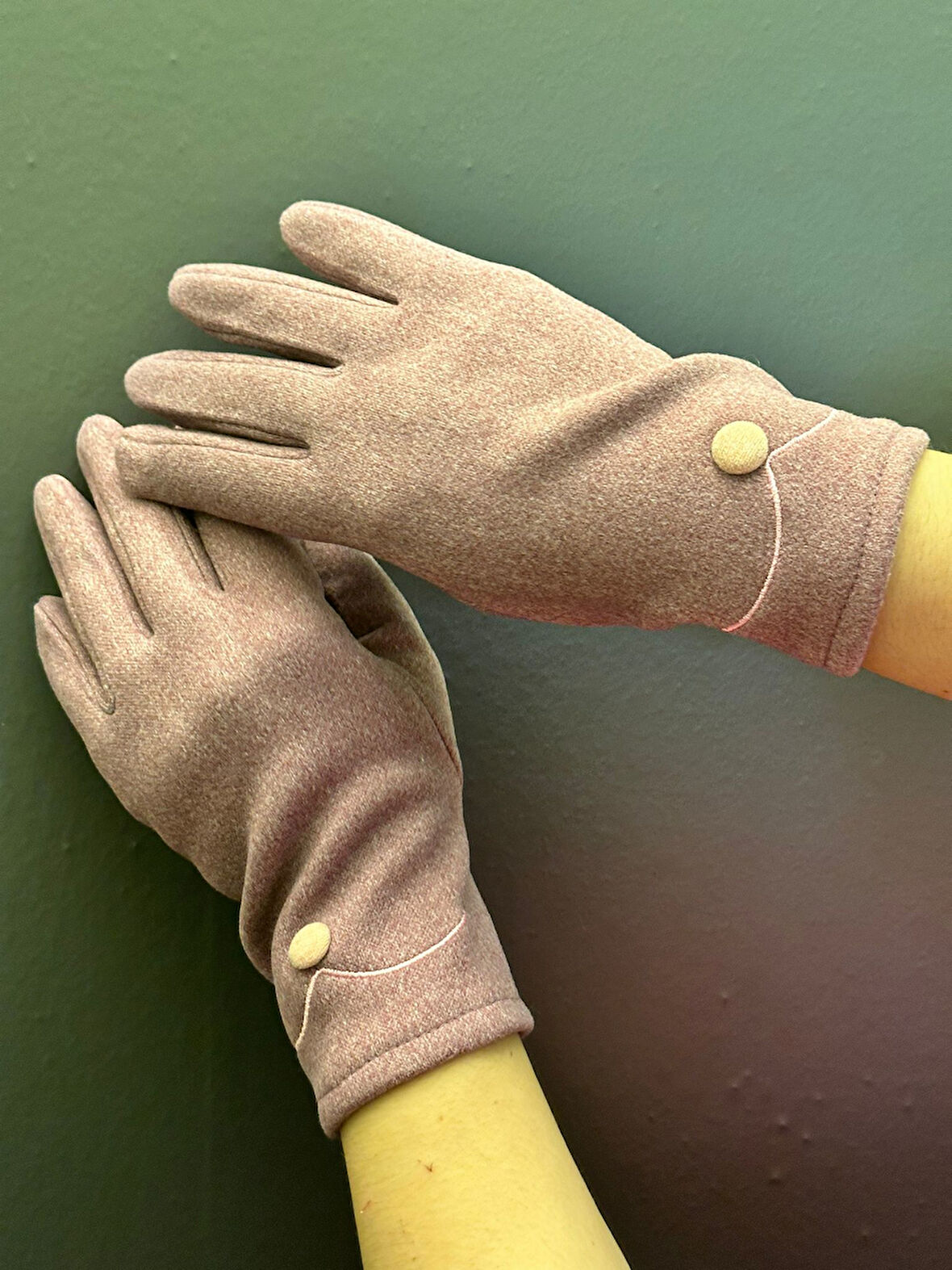 KAŞMİR DÜĞME DETAYLI DOKUNMATİK EKRAN KADIN ELDİVEN