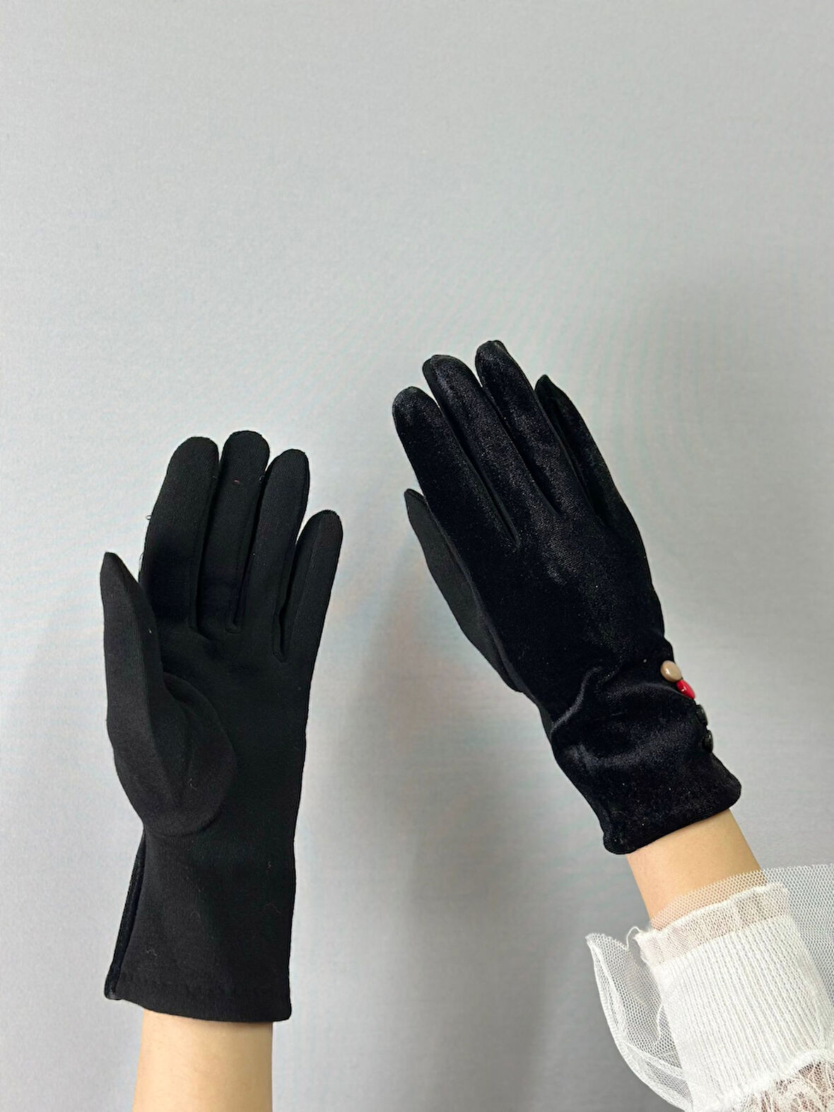 DÜĞME DETAYLI KAŞMİR KADIN ELDİVEN