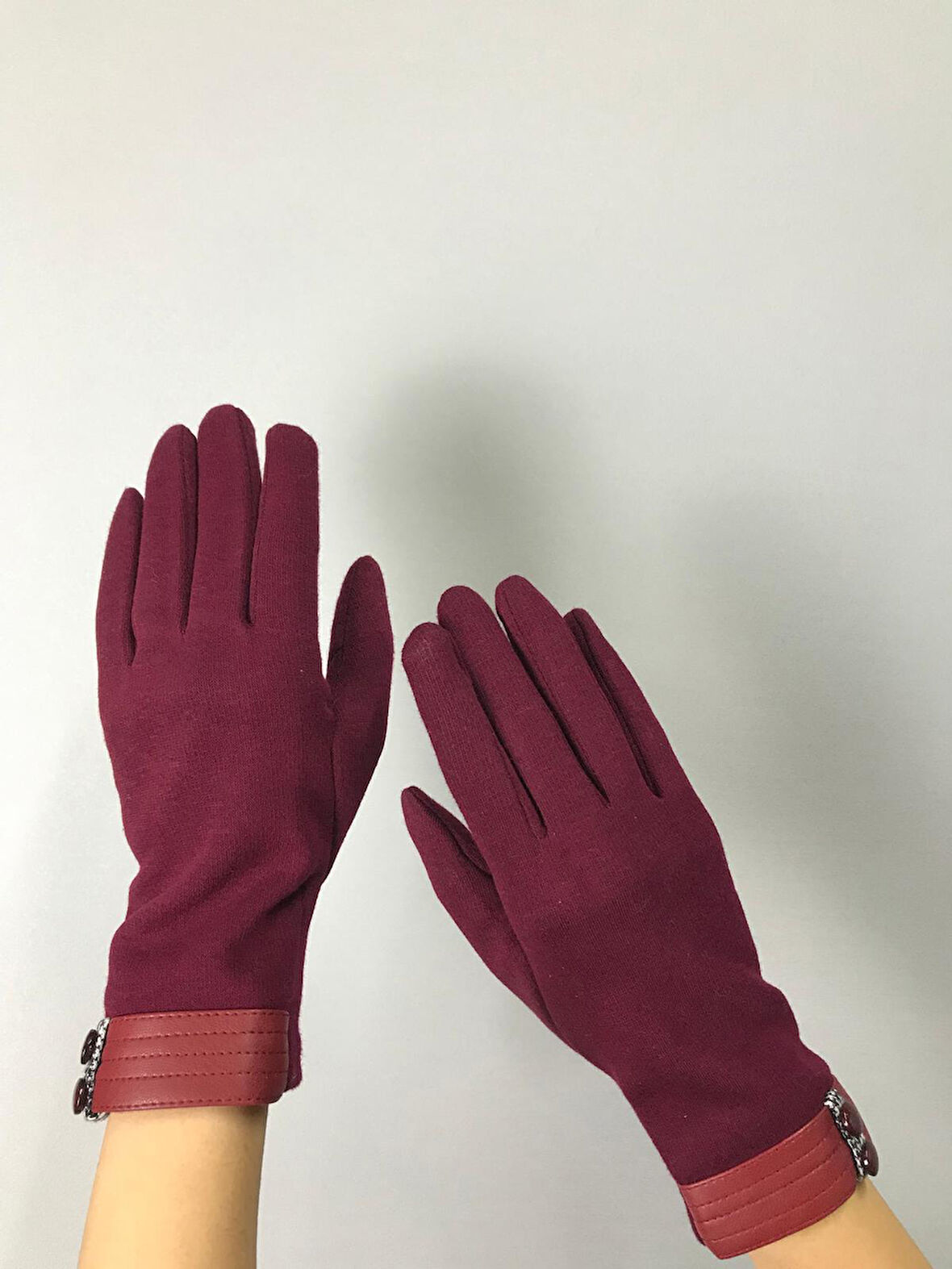 KAŞMİR DÜĞME DETAYLI KADIN ELDİVEN DOKUNMATİK PARMAK