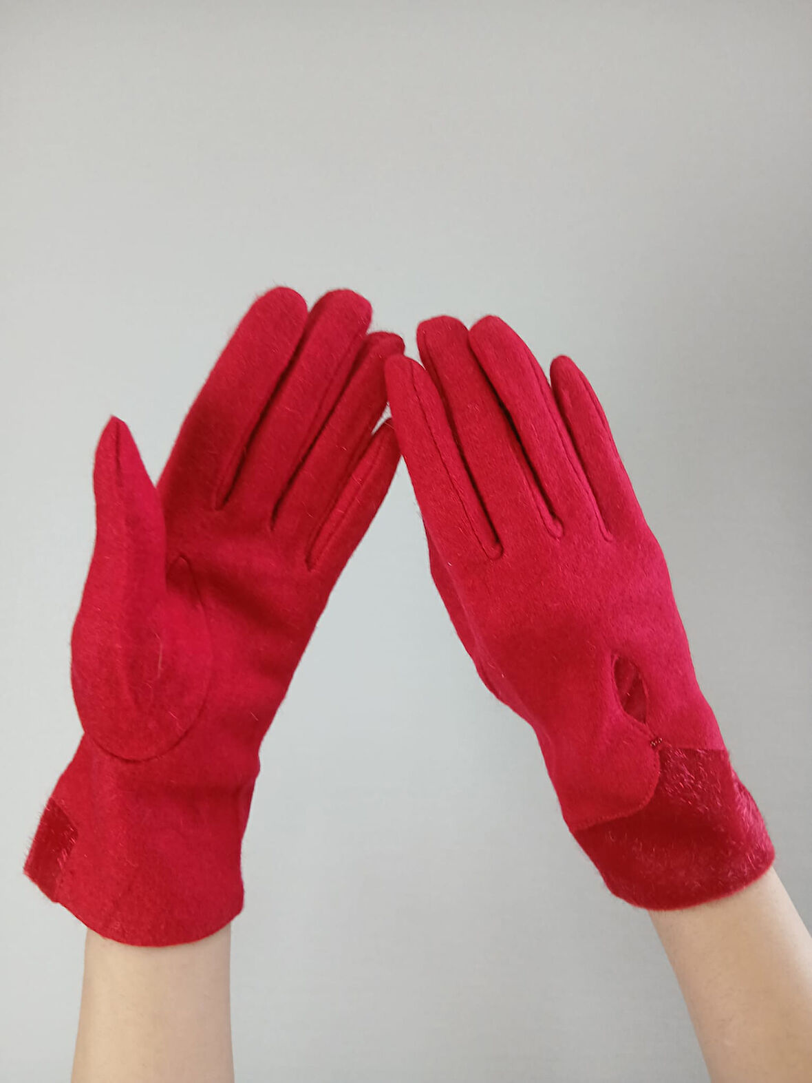 KIRMIZI DESENLİ KAŞMİR KADIN ELDİVEN