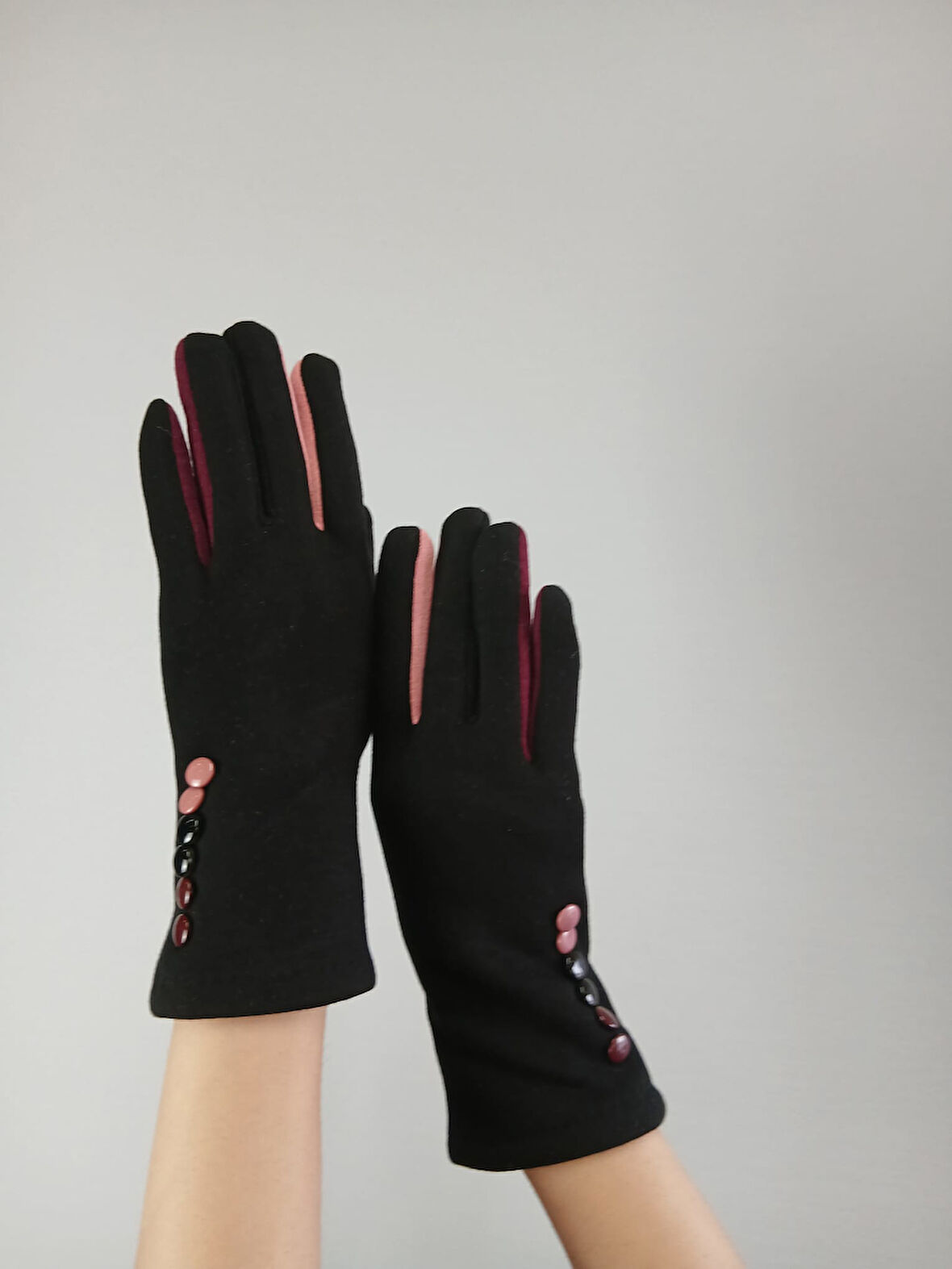 RENKLİ DÜĞME DETAYLI KAŞMİR KADIN ELDİVEN