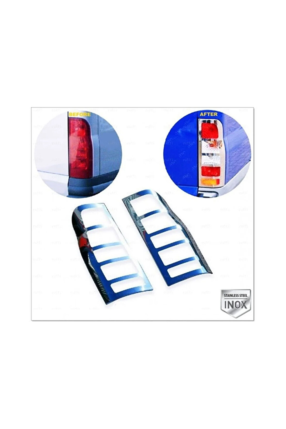 Ford Transit Uyumlu Krom Stop Çerçeve 2 Parça 2000-2014 Paslanmaz Çelik