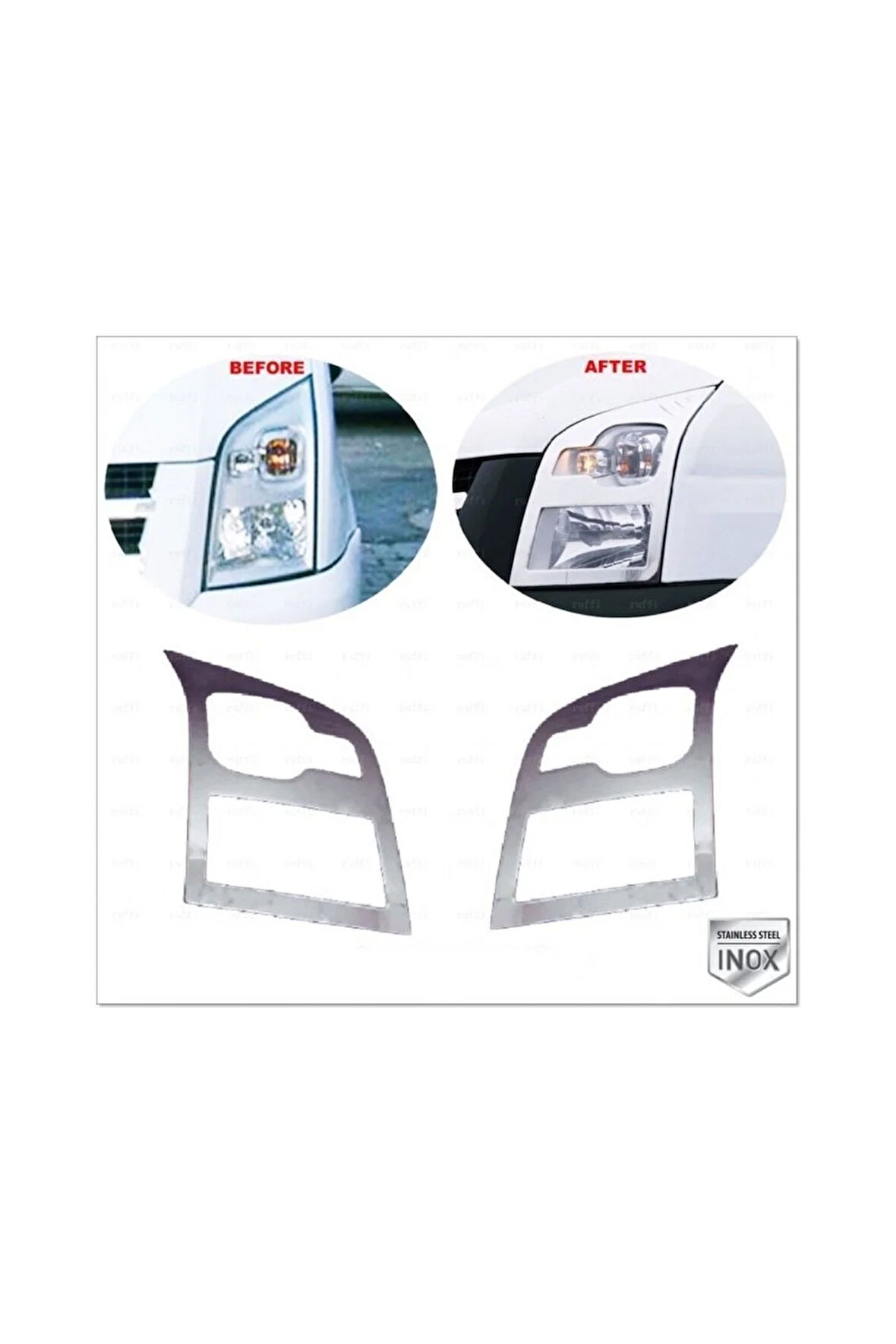 Ford Transit Uyumlu Krom Far Çerçevesi 2 Parça 2006-2014 Paslanmaz Çelik