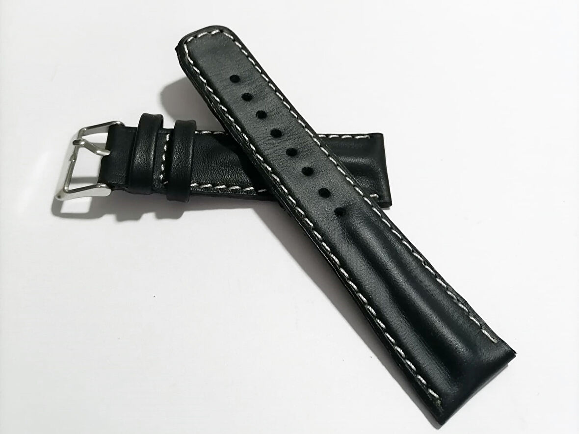 Fado Her Saate Uygun Bombeli  22 mm Piramit modeli   UZUN  XL   Hakiki Deri (223)   SİYAH