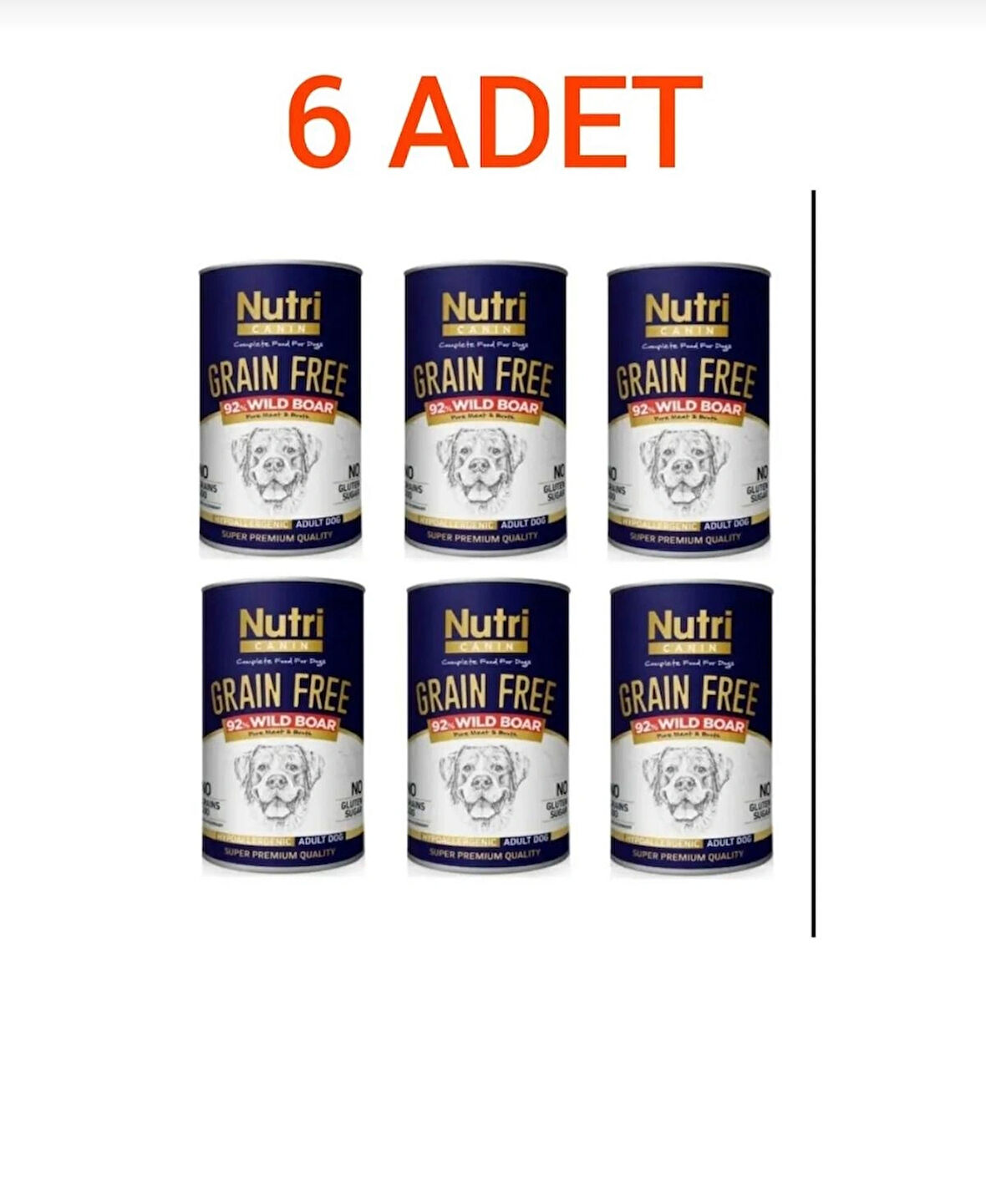 NUTRİ CANIN YABAN DOMUZU ETLİ TAHILSIZ YETİŞKİN KÖPEK KONSERVESİ 400GRX6 ADET
