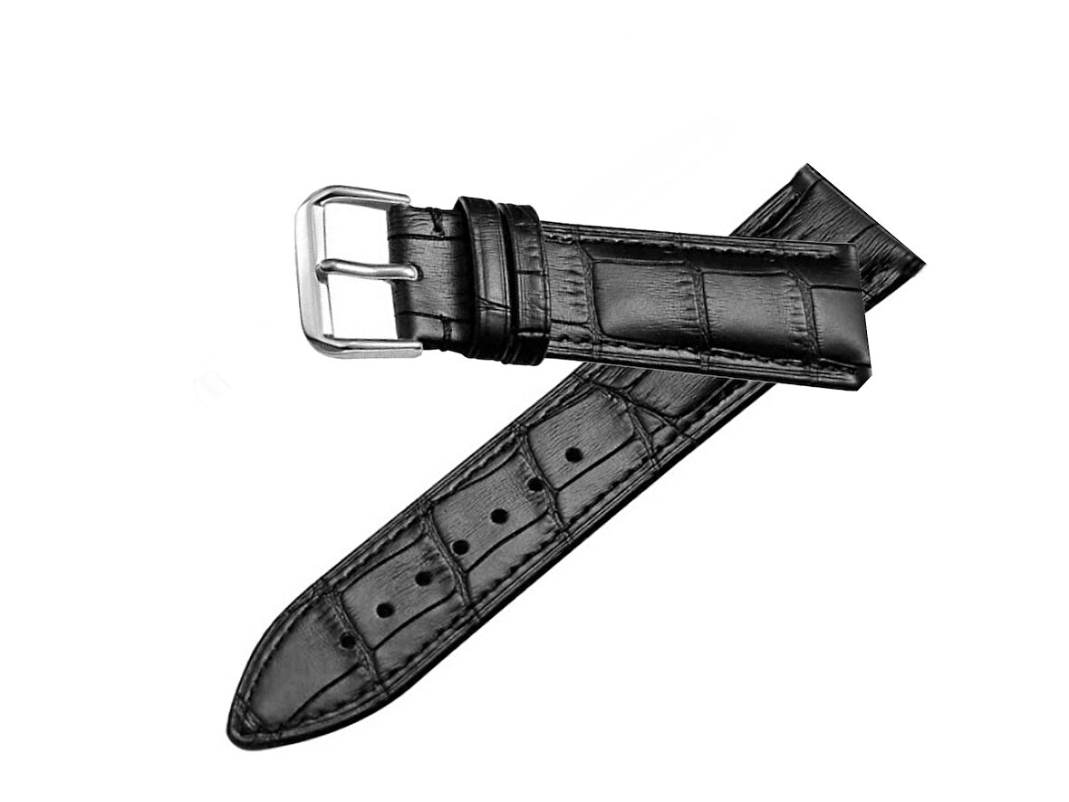 Fado  Siyah Yarım  Kroko Saat Kordonu  20  mm Kayış
