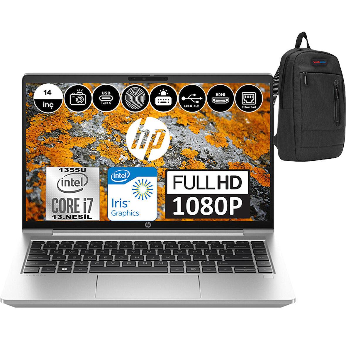 Hp Probook 440 G10 Intel Core I7 1355U 16GB 512GB SSD Intel® Iris® Xᵉ Windows 11 Pro 14" FHD Taşınabilir Bilgisayar 8A567EAP02 + Weblegelsin Çanta