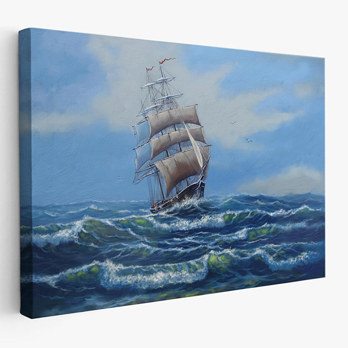 Harita Sepeti Dalgalı Okyanustaki Büyük Yelkenli Duvar Tablosu-1215