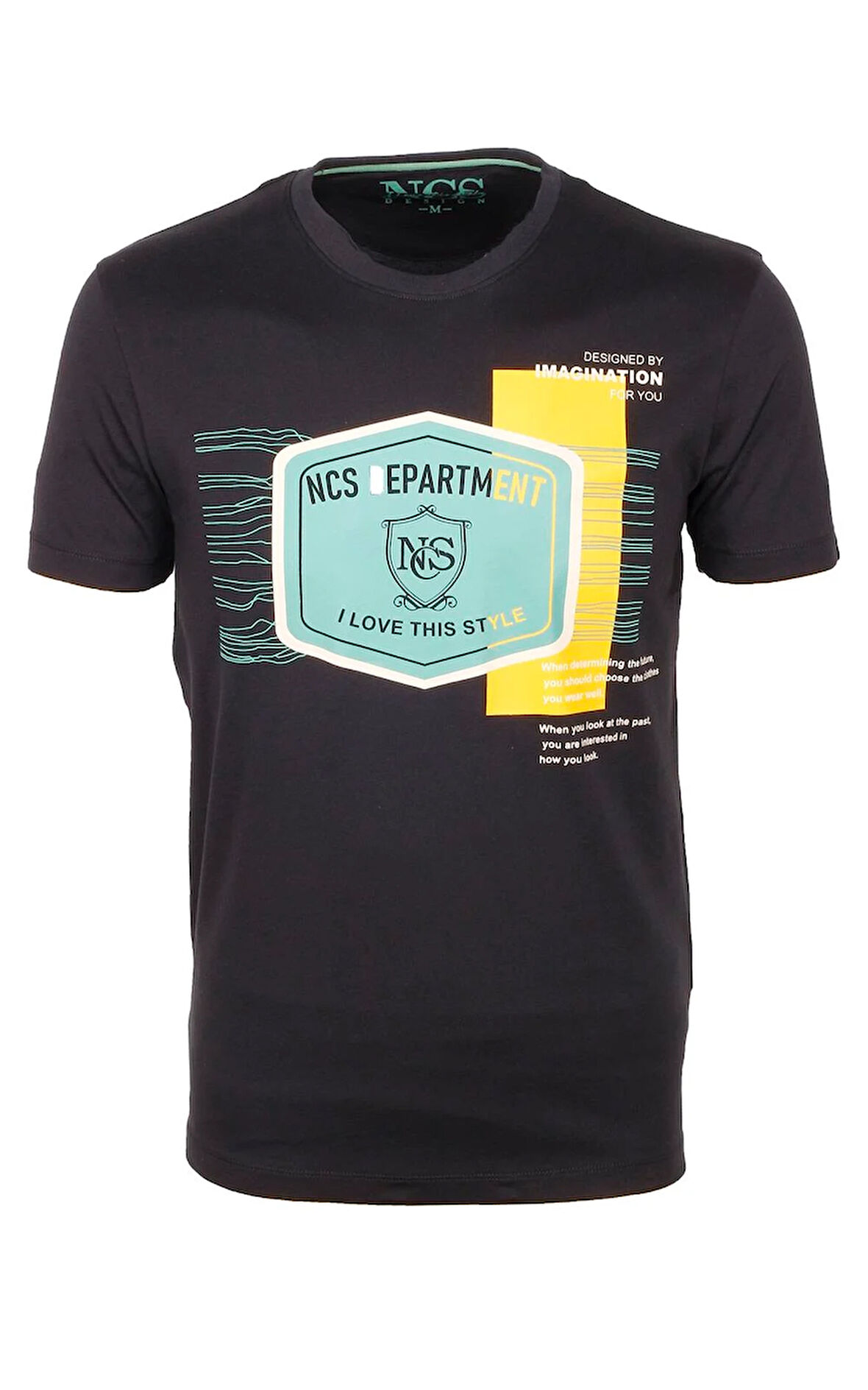 Erkek Tişört Bisiklet Yaka Siyah %100 Pamuk Slim Fit Baskılı T-shirt NCS JEANS 1216