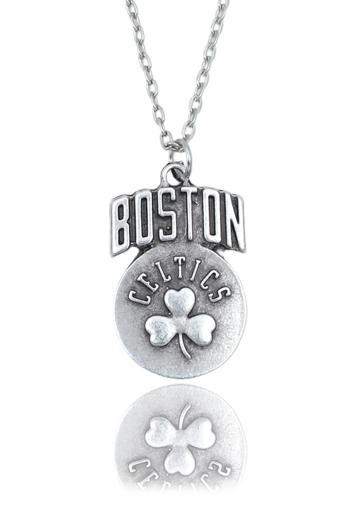Boston Celtics Erkek Kadın Kolye Antik Gümüş Kaplama - 60 cm Düz Zincir