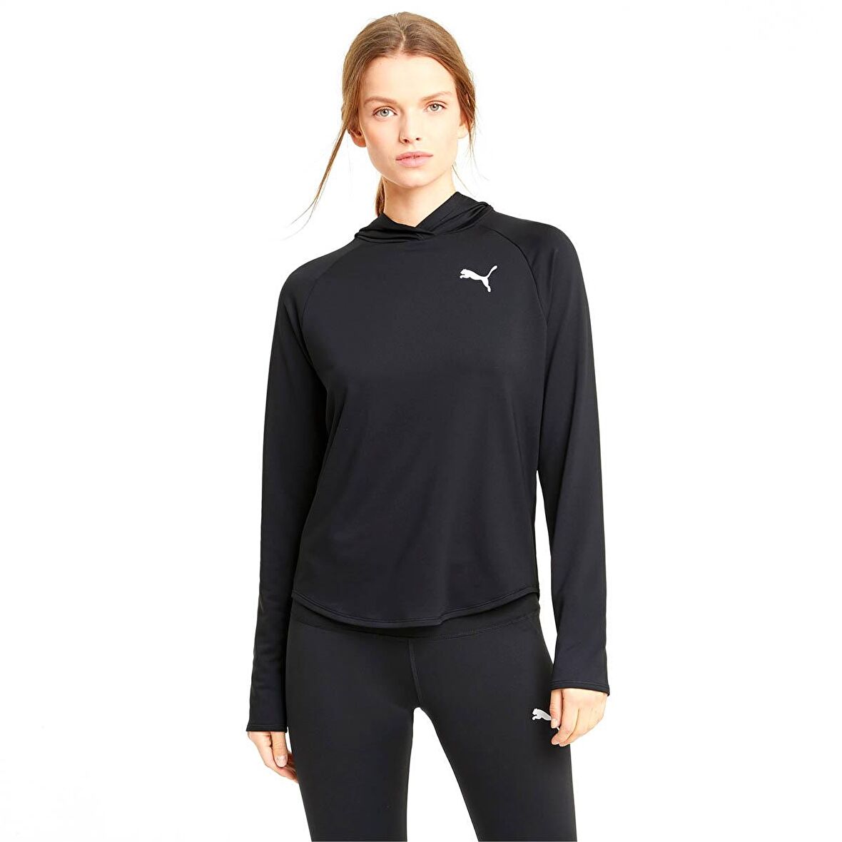 Active Hoodie Kadın Siyah Günlük Stil Sweatshirt 58685801