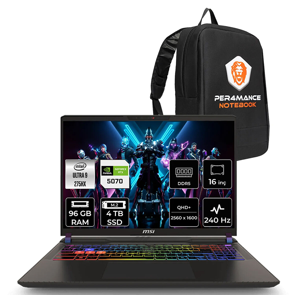 MSI Vector 16 HX AI Ultra 9 275HX 96GB 4TB SSD RTX5070/8GB 115W 16" QHD+ 240Hz FDOS Gaming