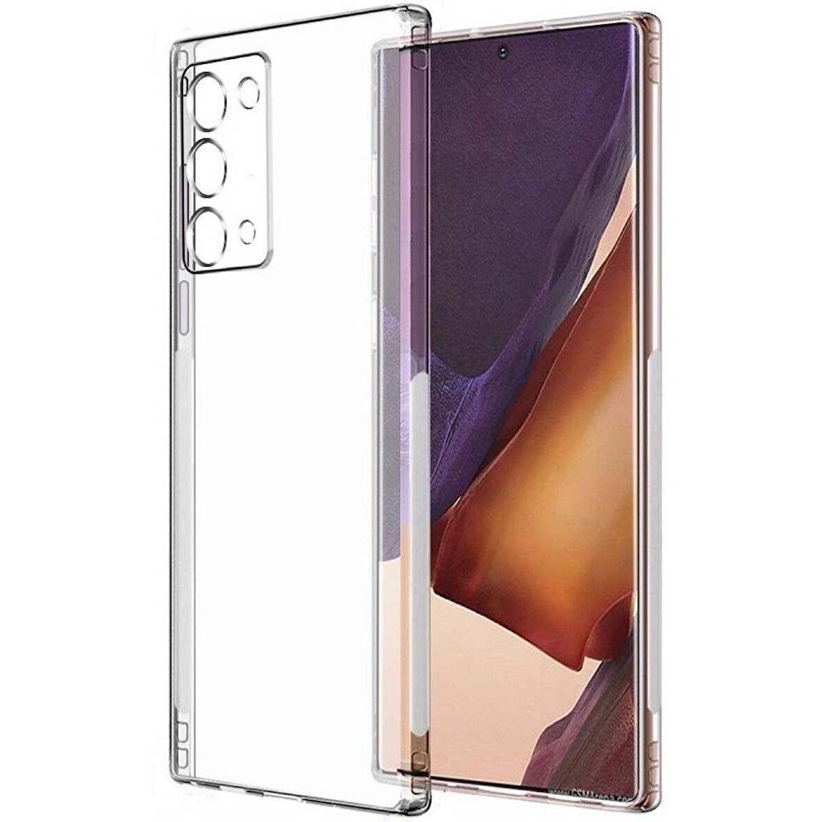 Smcase Samsung Galaxy Note 20 Ultra Kılıf Kamera Korumalı Silikon  Tam Kapatan Nano Ekran Koruyucu 