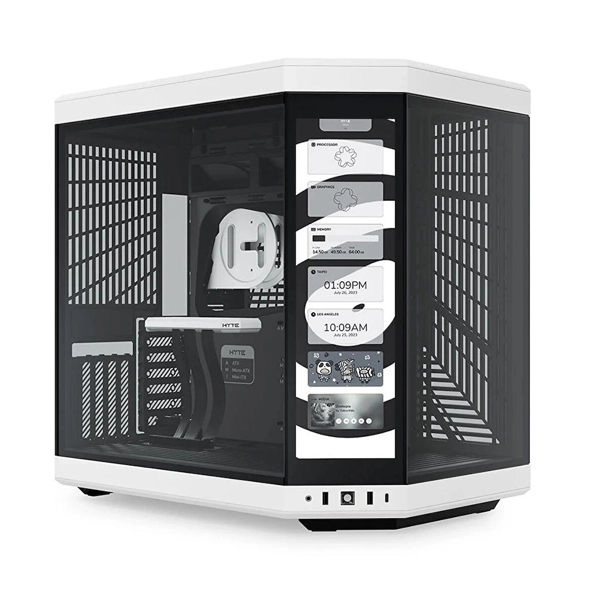 HYTE Y70 Touch Panda Temperli Cam USB 3.2 E-ATX Dual Chamber Mid Tower Dokunmatik Ekranlı Gaming Kasa (CS-HYTE-Y70TI-WB)