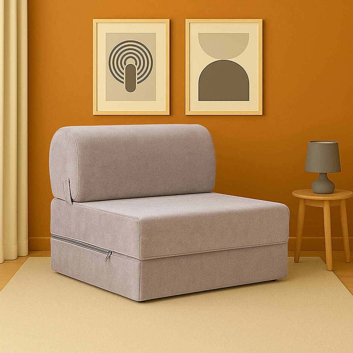 Magic Tek Kişilik Katlanır Yataklı Koltuk-Açık Gri