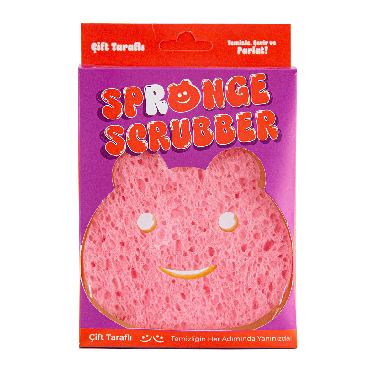 Everklean Spronge Scrubber Ayıcık Figürlü Çift Yüzeyli Bulaşık Süngeri Temizlik Süngeri 