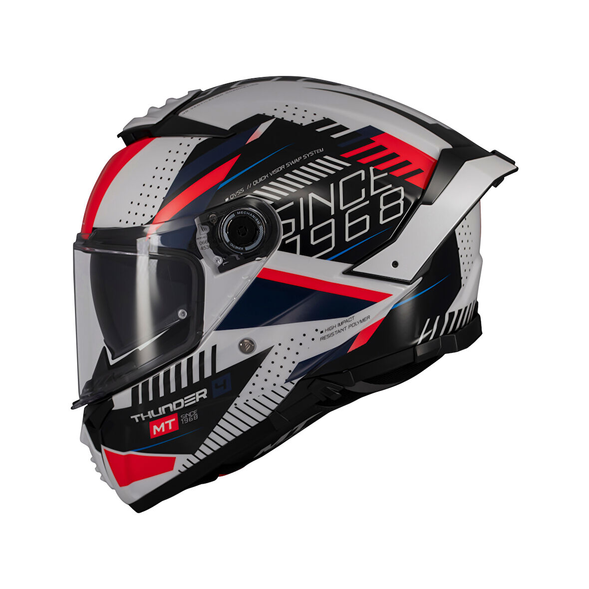 KASK MT THUNDER 4 SV LUMİNENCE A7 BEYAZ/MAVİ/KIRMIZI