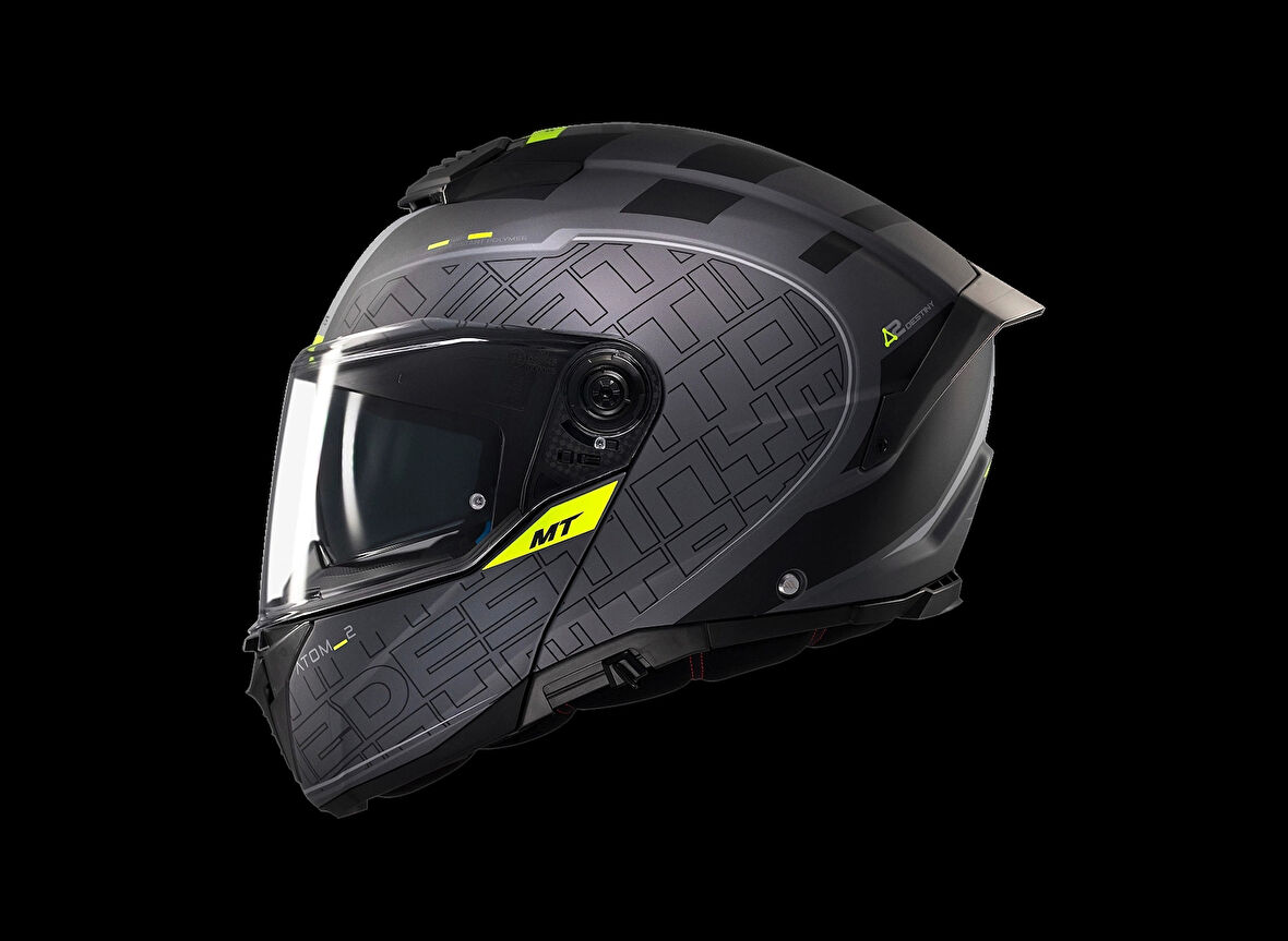 KASK MT ATOM 2 DESTINY C2 ÇENE AÇILIR MAT FÜME/SİYAH
